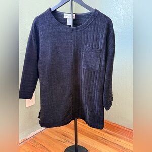 Cathy Daniels Deep Black Textured Sweater